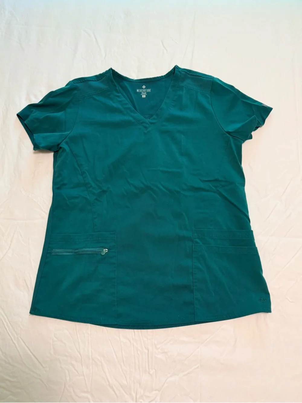 Med Couture Touch V-Neck Short Sleeve Scrub Top - Hunter - Picture 4 of 10